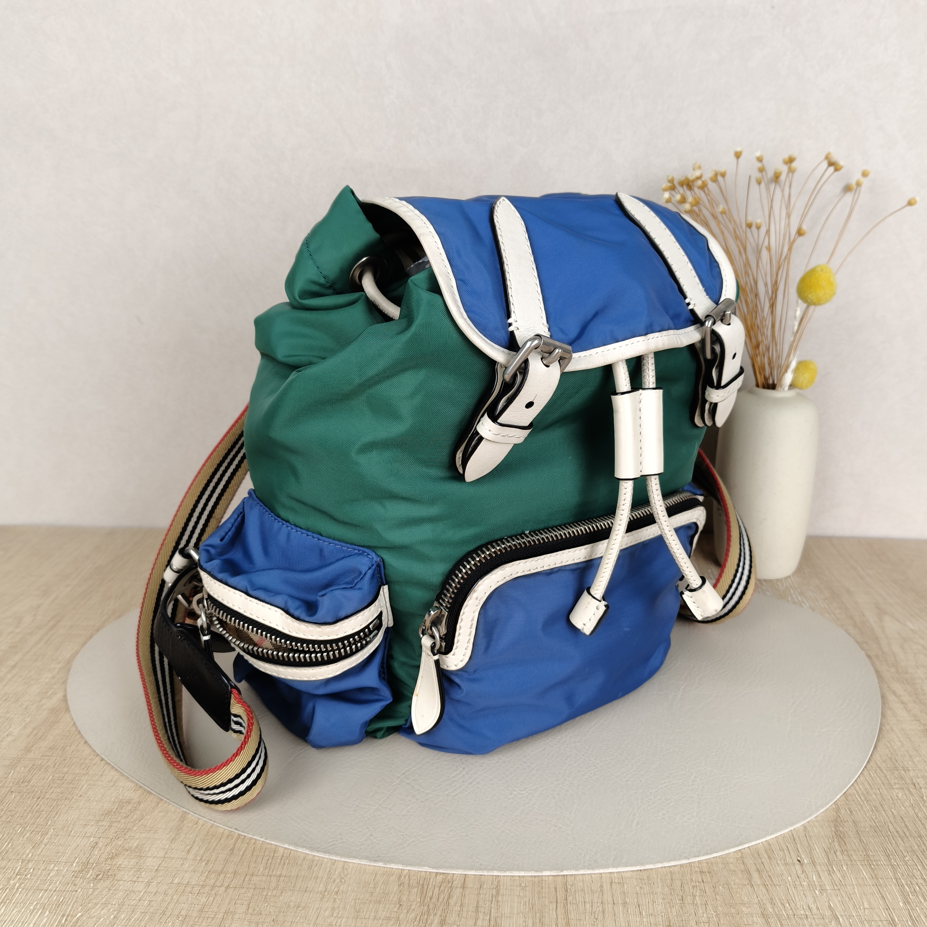 BURBERRY Backpack Backpack Blue Green Nylon One Size30 × 10 × 30 cm — cover view 4 of 8