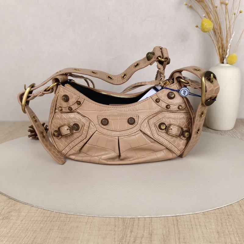 BALENCIAGA Crossbody Bag LE CAGOLE Taupe Calfskin XS26 × 7 × 16 cm