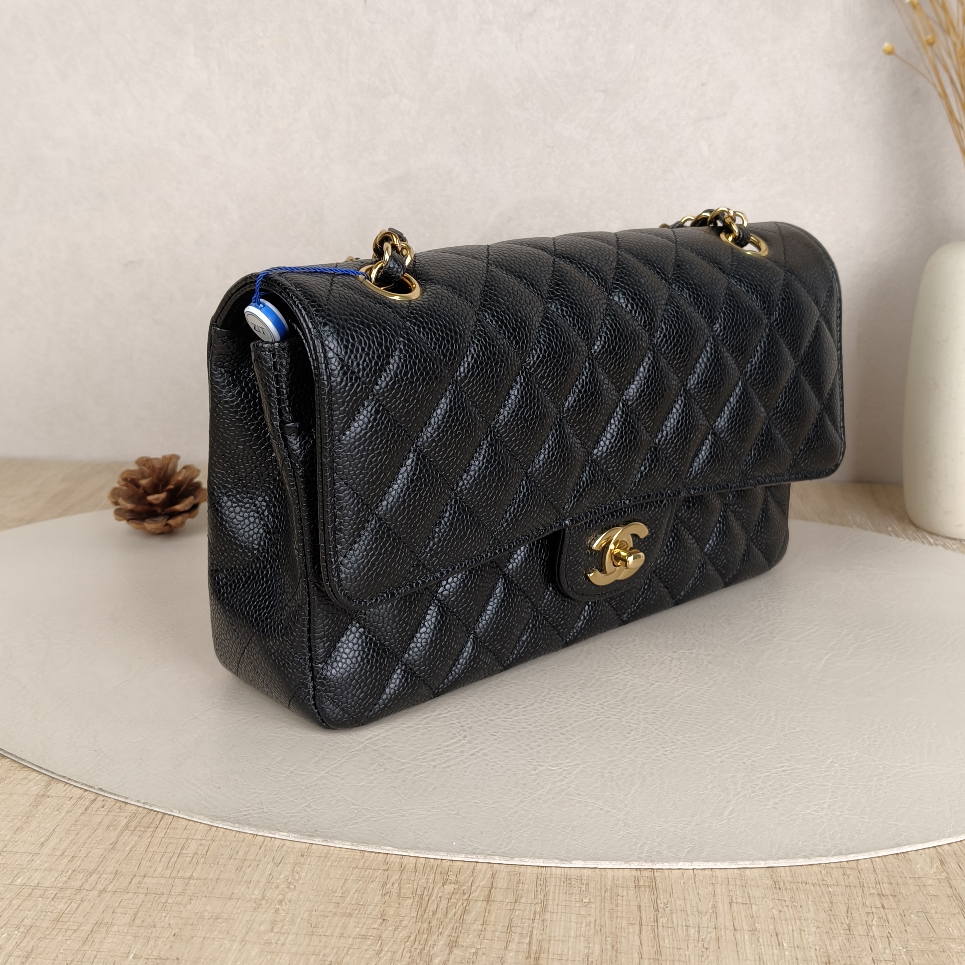 Chanel Crossbody Bag Classic Flap CF Black Grained Calfskin Medium25.5 × 6.5 × 15.5 cm — cover view 8 of 8