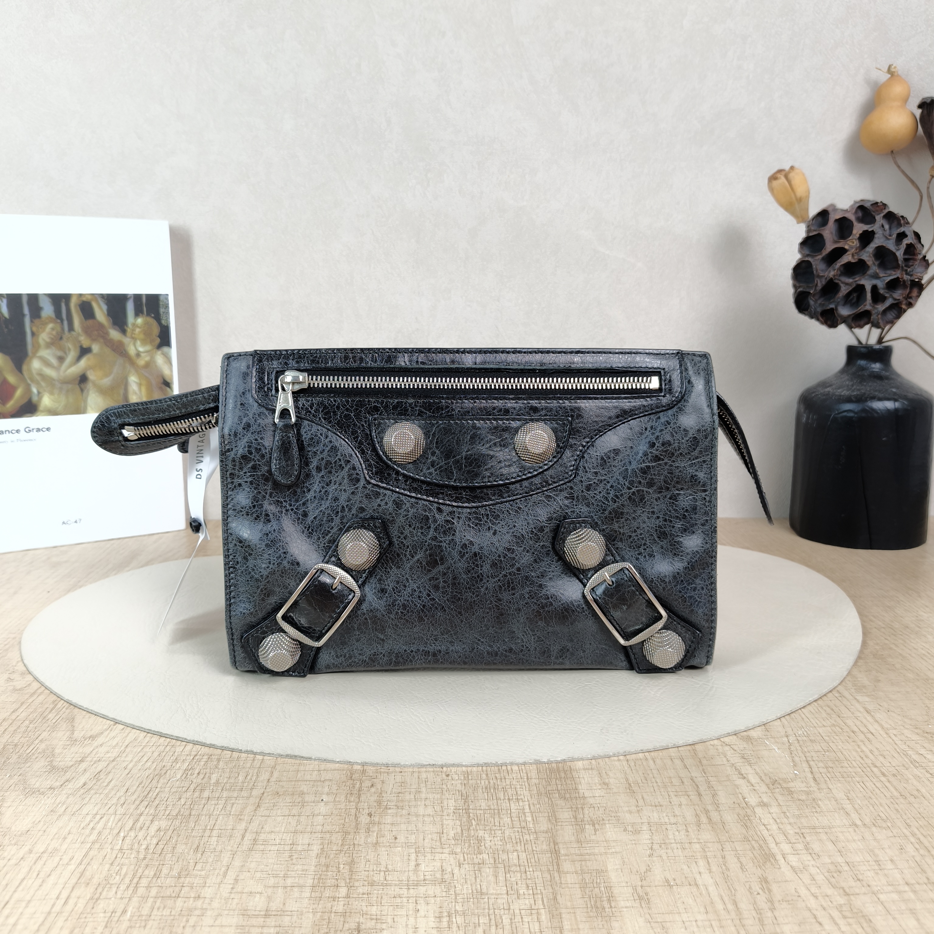 BALENCIAGA Clutch Clutch Black Lambskin One Size24 × 3 × 17 cm