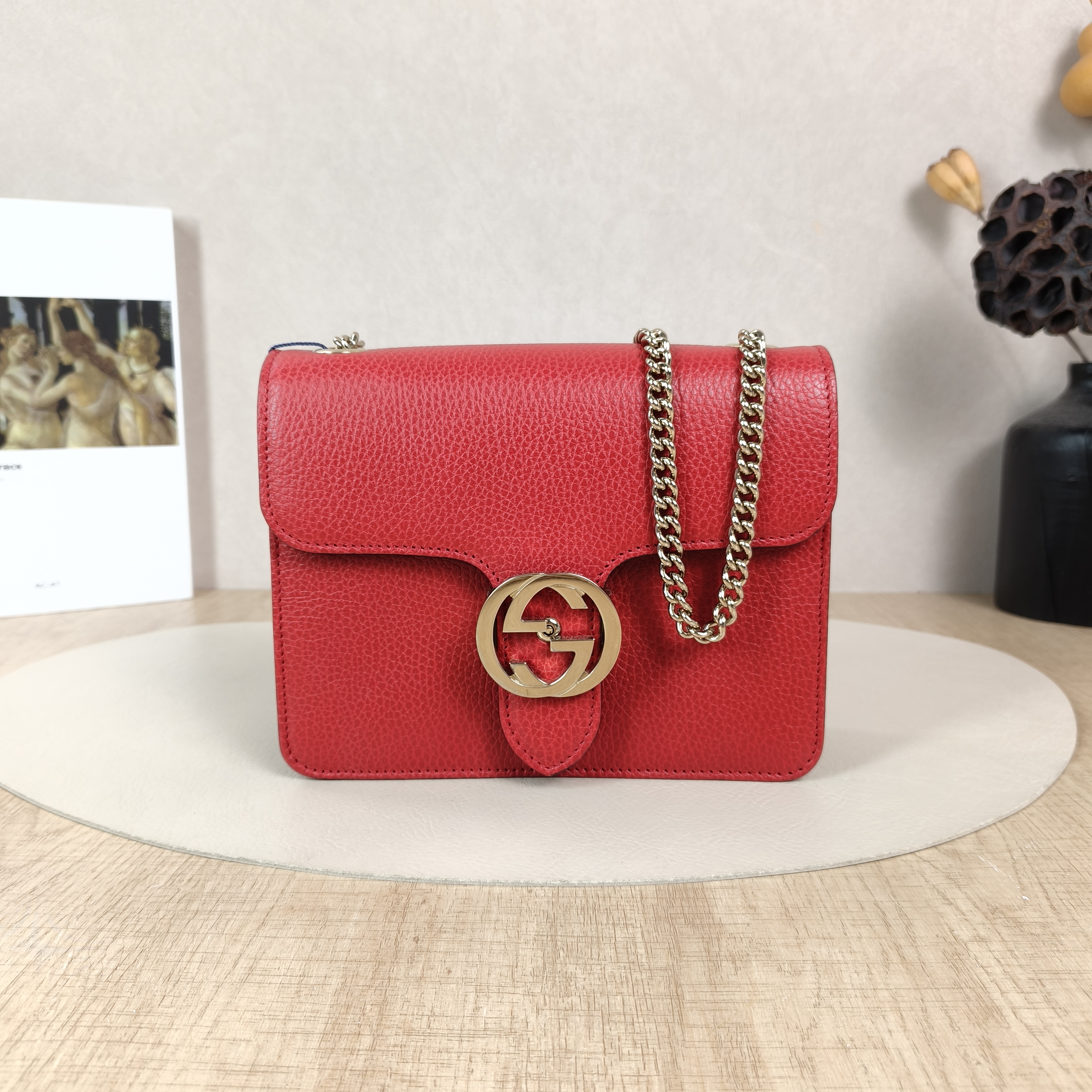GUCCI Crossbody Bag g Collection Red Calfskin Small20 × 9 × 16 cm