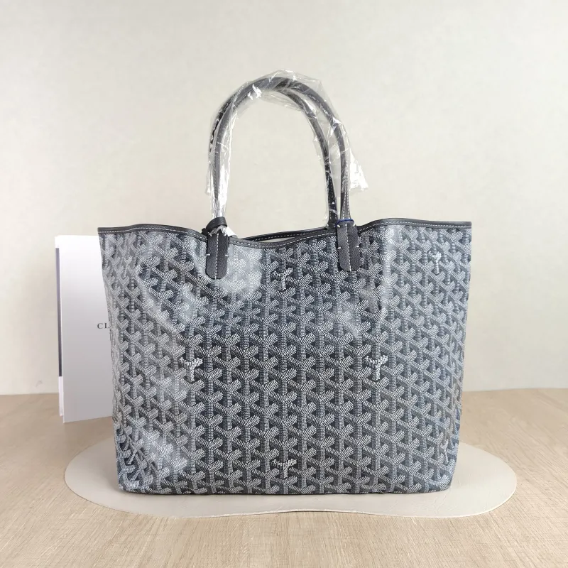 GOYARD Shoulder Bag SAINT LOUIS Shopping Tote Grey PVC Small 34 × 15 × 28 cm