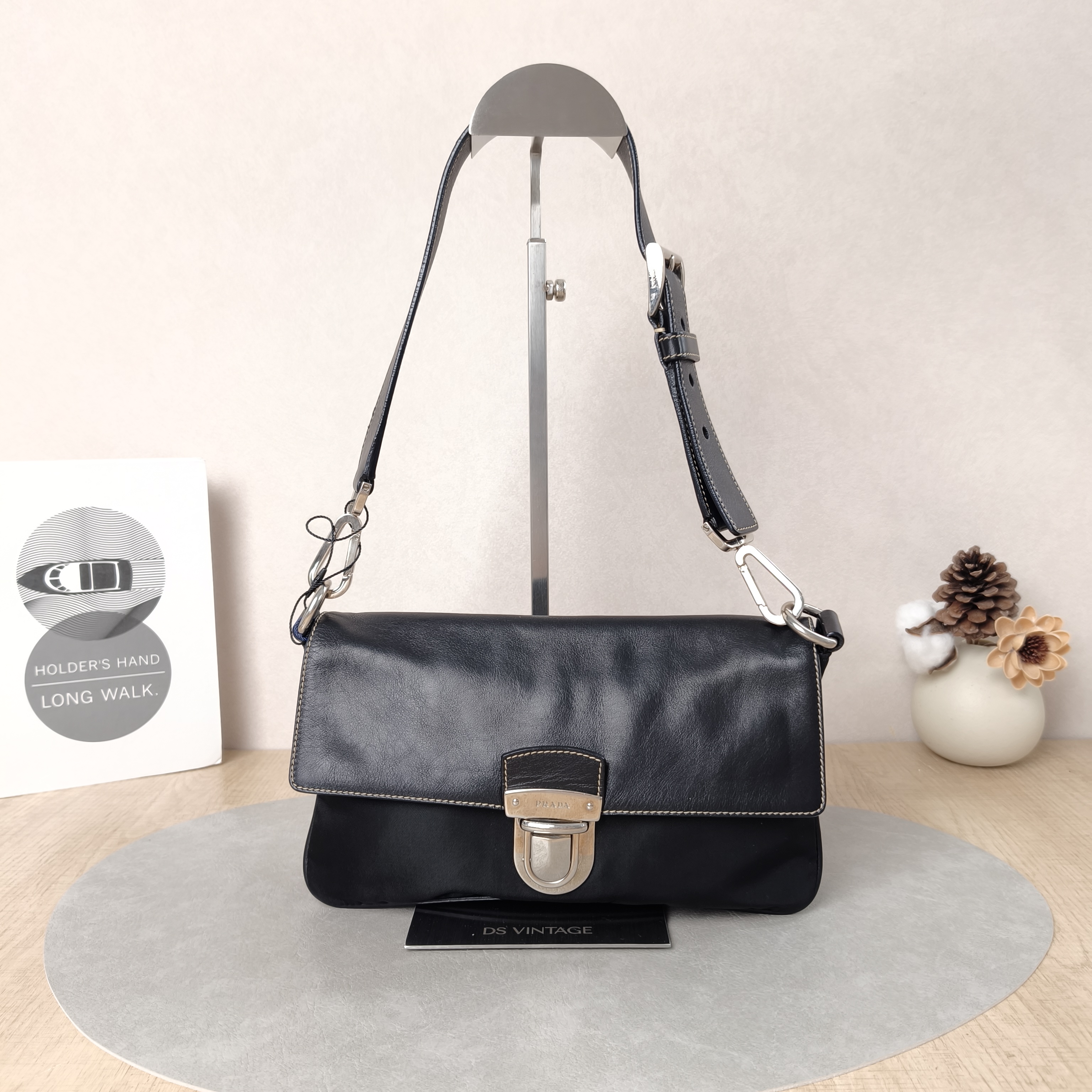 PRADA Shoulder Bag Hobo Shoulder Bag Black Nylon One Size26 × 5 × 15 cm