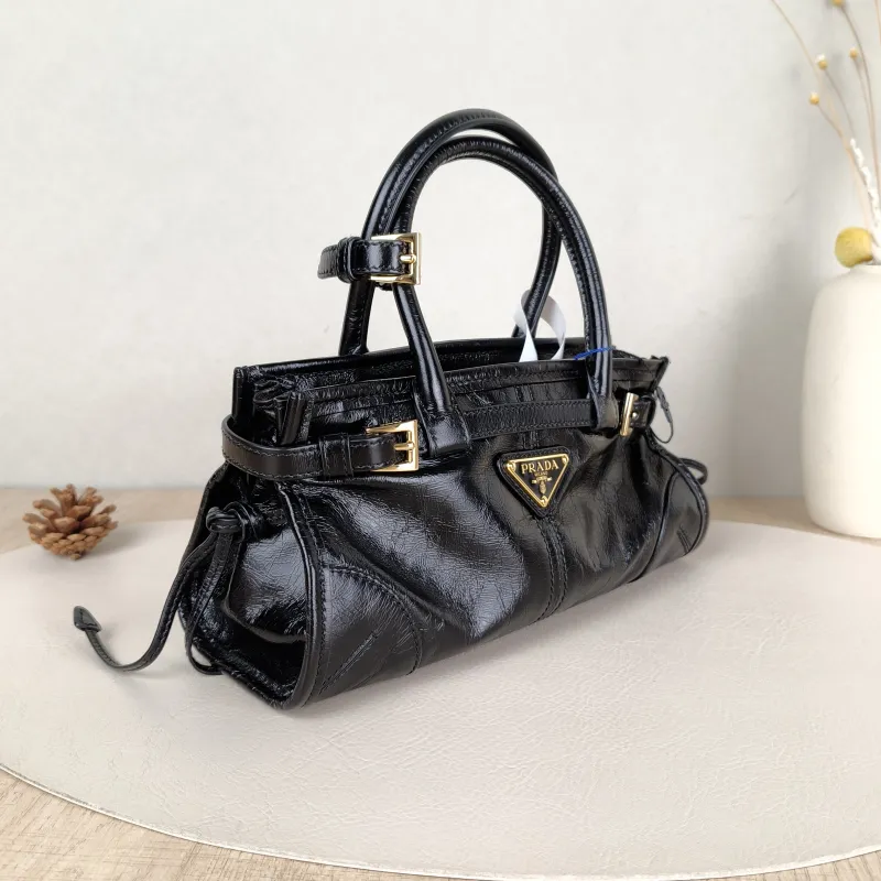 PRADA Shoulder Bag Bonnie Soft Lux Black Waxed Leathermini23.5 × 9 × 12 cm — cover view 2 of 5