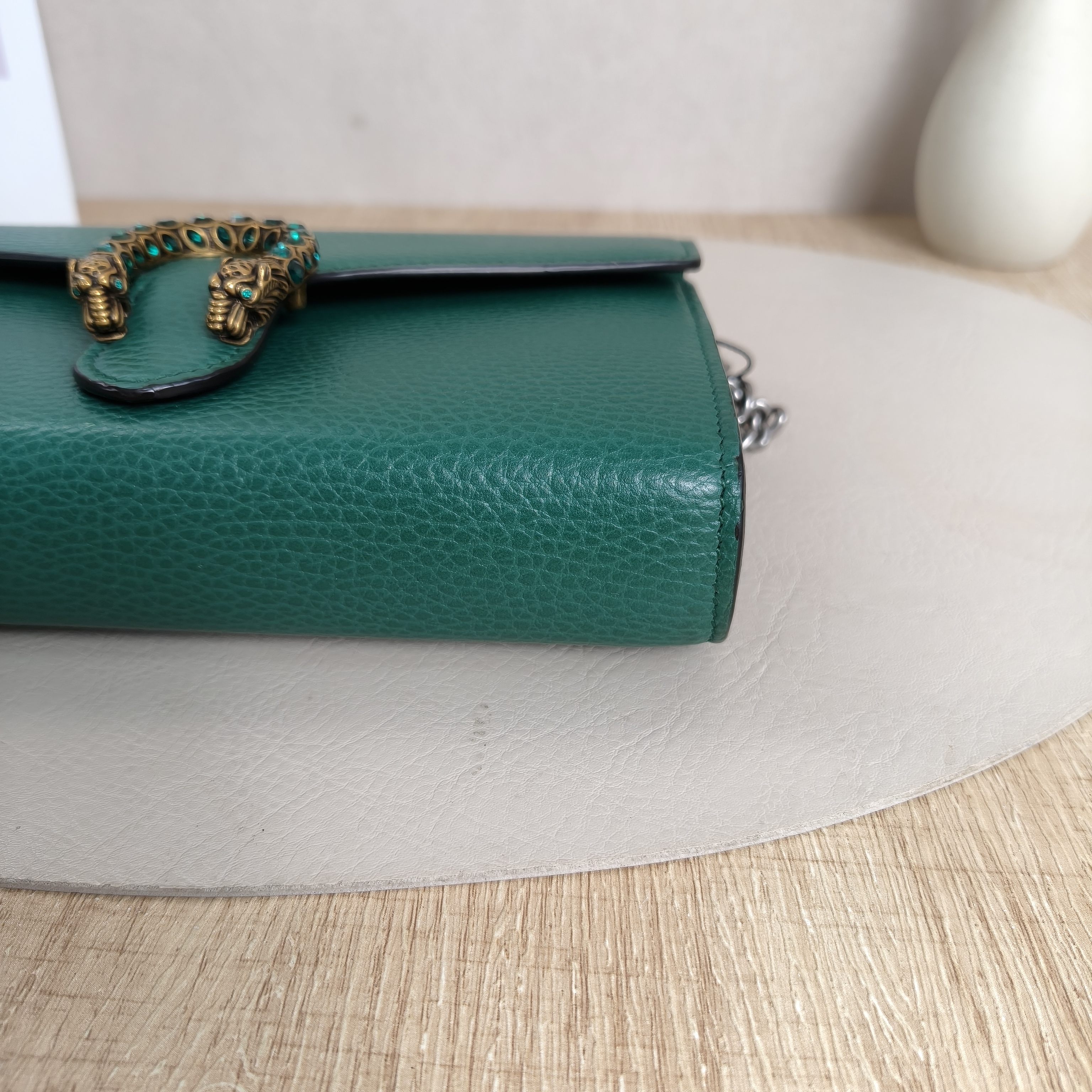 GUCCI Dionysus Wallet woc mini Green Calfskin · Dust Bag Shoulder Strap · 20 × 6 × 13 cm — cover view 8 of 11