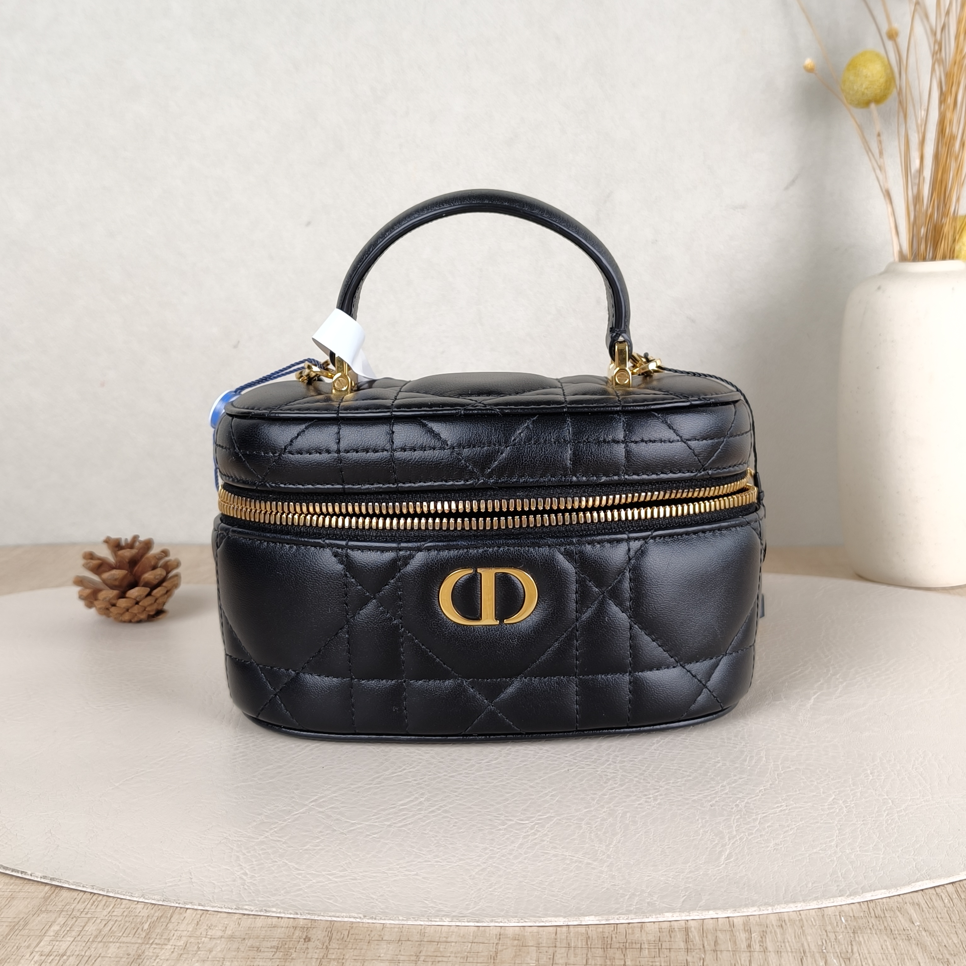 DIOR Crossbody Bag Caro Vanity Cosmetic Bag Black SL ambskinmini16.5 × 8.5 × 10 cm