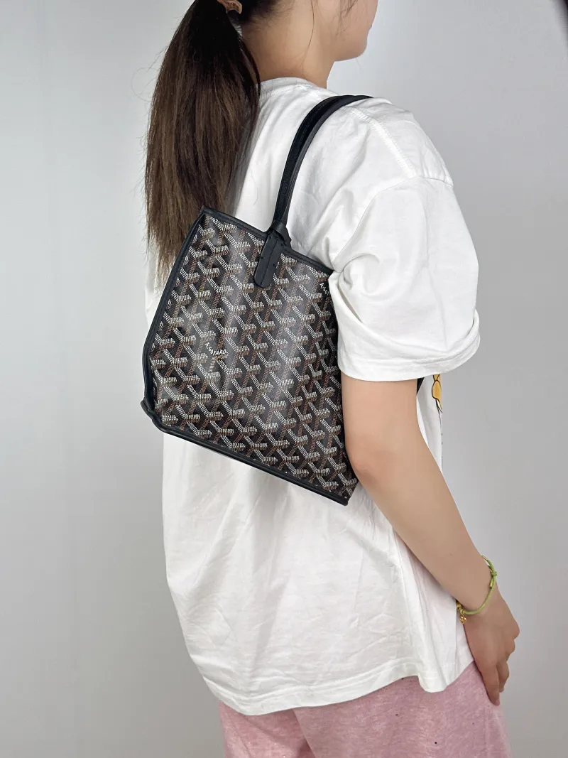 GOYARD Top Handle Bag ANJOU Shopping Tote Black ine Canvasmini19.5 × 9 × 19.5 cm — on-model view 2 of 2