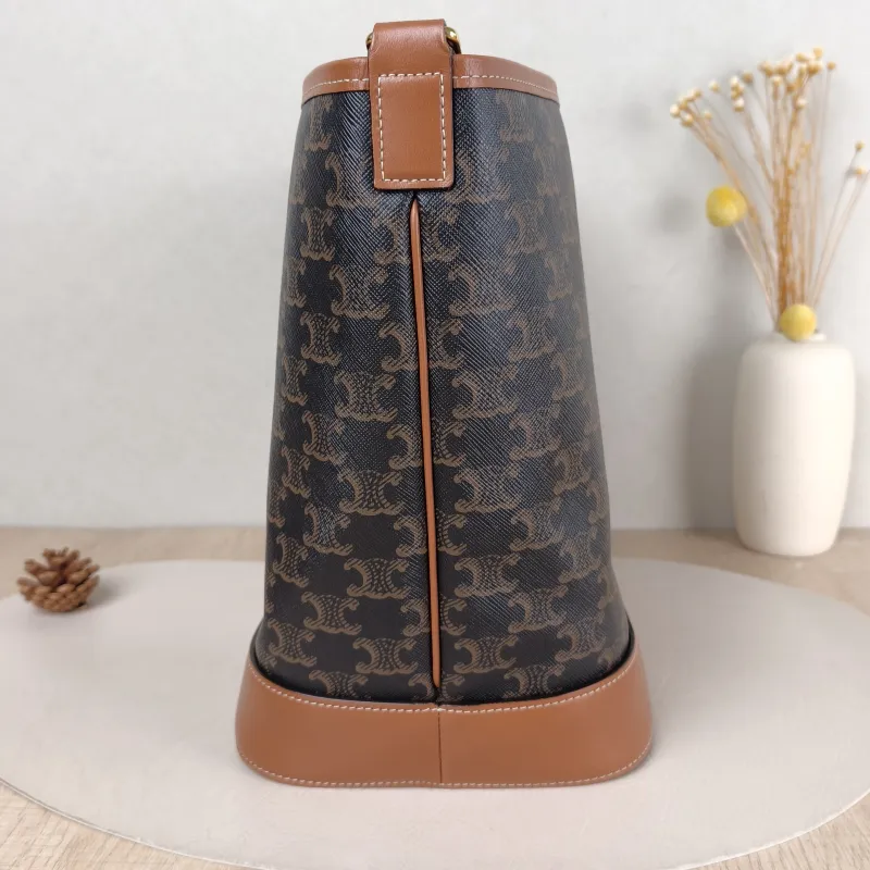 CELINE Crossbody Bag Triomphe Bucket Bag Monogram PVC Medium 24 × 18 × 27 cm — detail view 7 of 10