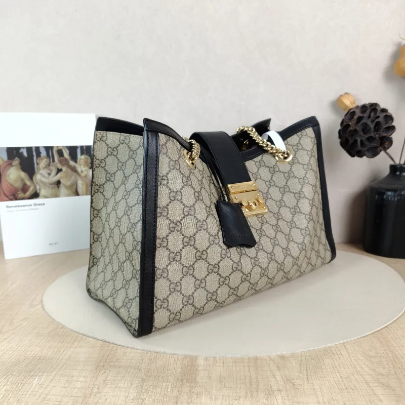 GUCCI Shoulder Bag Padlock Tote Black Monogram PVC 35 × 14 × 23.5 cm — cover view 4 of 5