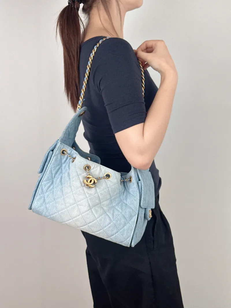 Chanel Shoulder Bag 25Bag Blue Small 26 × 14 × 30 cm — on-model view 2 of 2