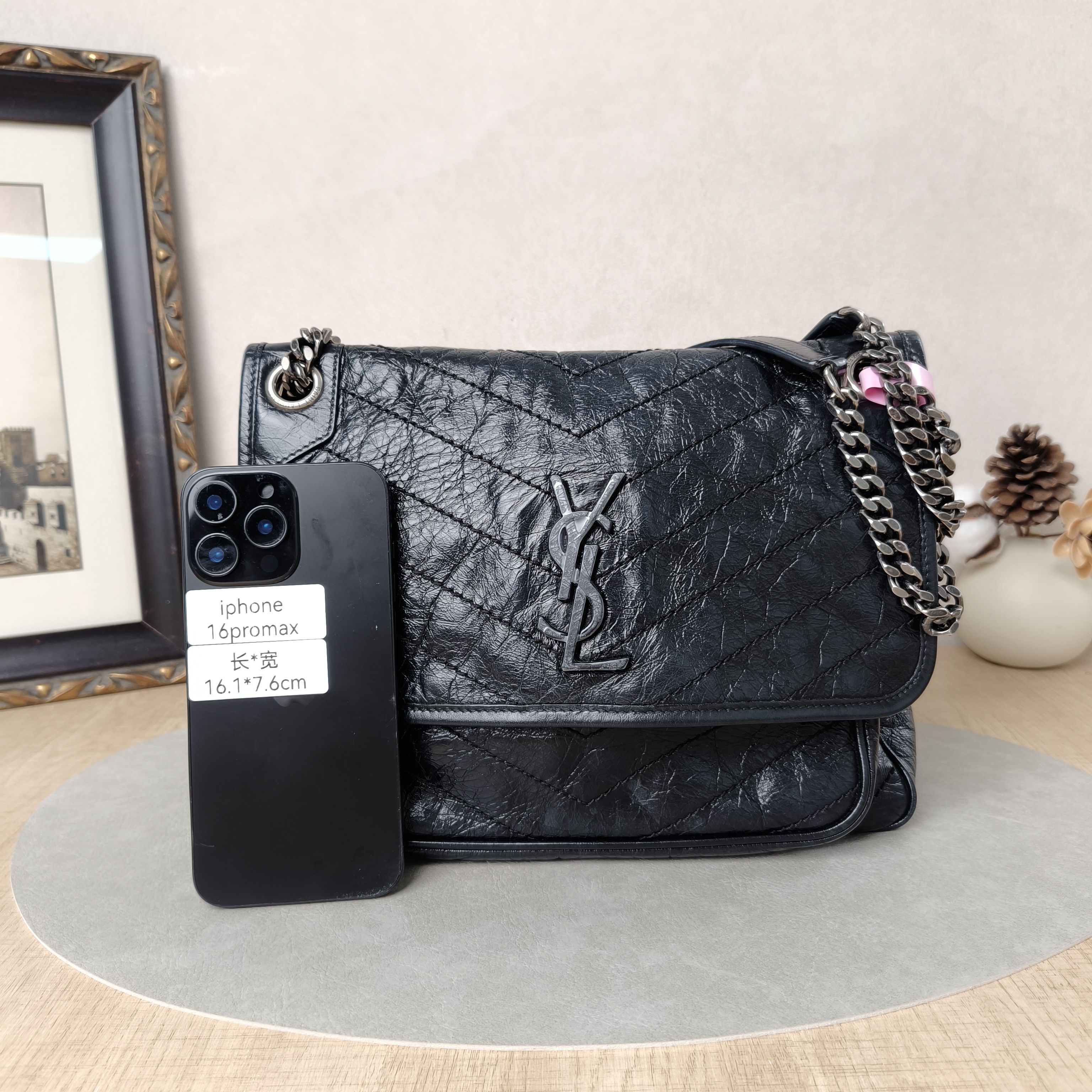 SAINT LAURENT Crossbody Bag Niki D Waxed Leather Calfskin Medium28 × 8.5 × 20 cm — cover view 3 of 5