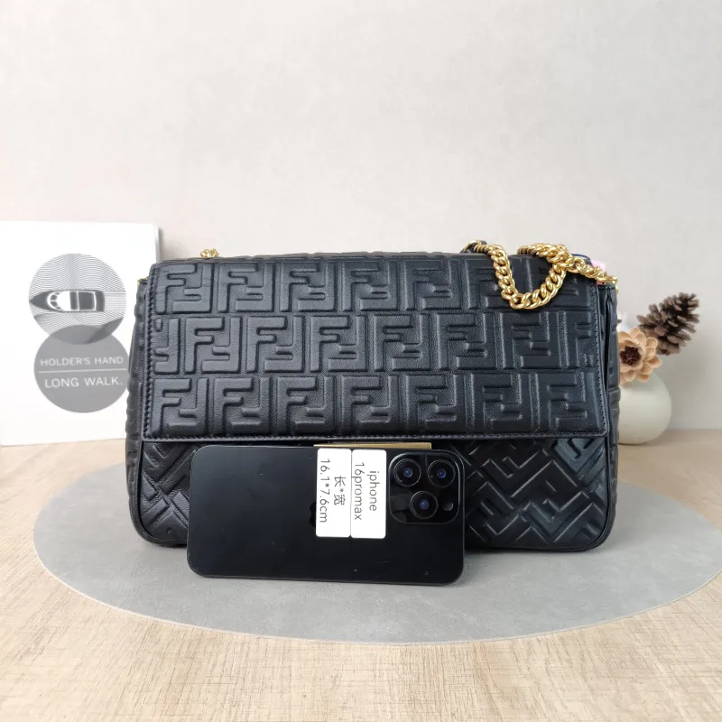 FENDI Crossbody Bag Baguette Baguette Bag Black Lambskin Large31 × 9 × 18 cm — cover view 2 of 5