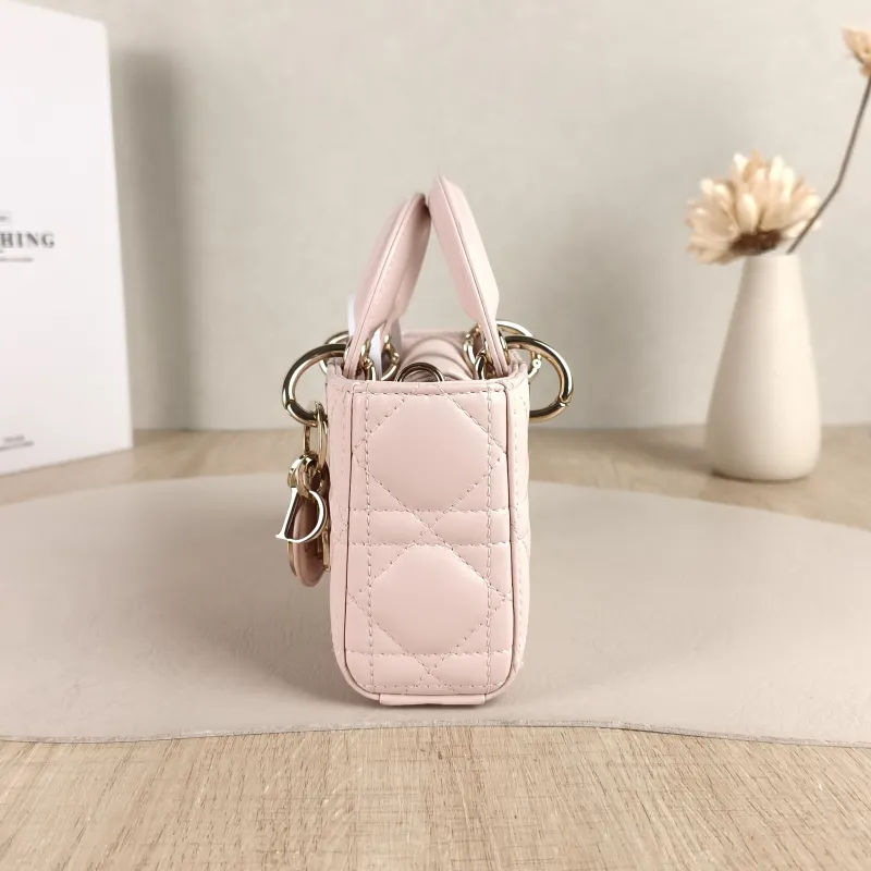DIOR Crossbody Bag Lady D-Joy Pink Lambskin Mini 16 × 5 × 9 cm — detail view 6 of 11