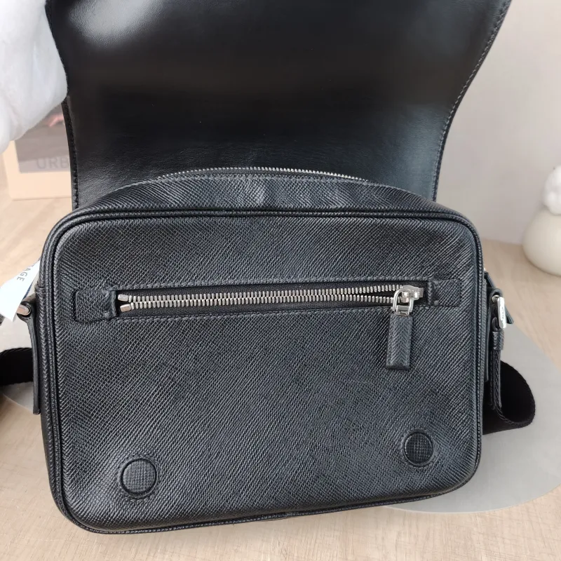PRADA Shoulder Bag Soft Lux Messenger Bag Black Calfskin One Size 24 × 6 × 18 cm — detail view 8 of 11
