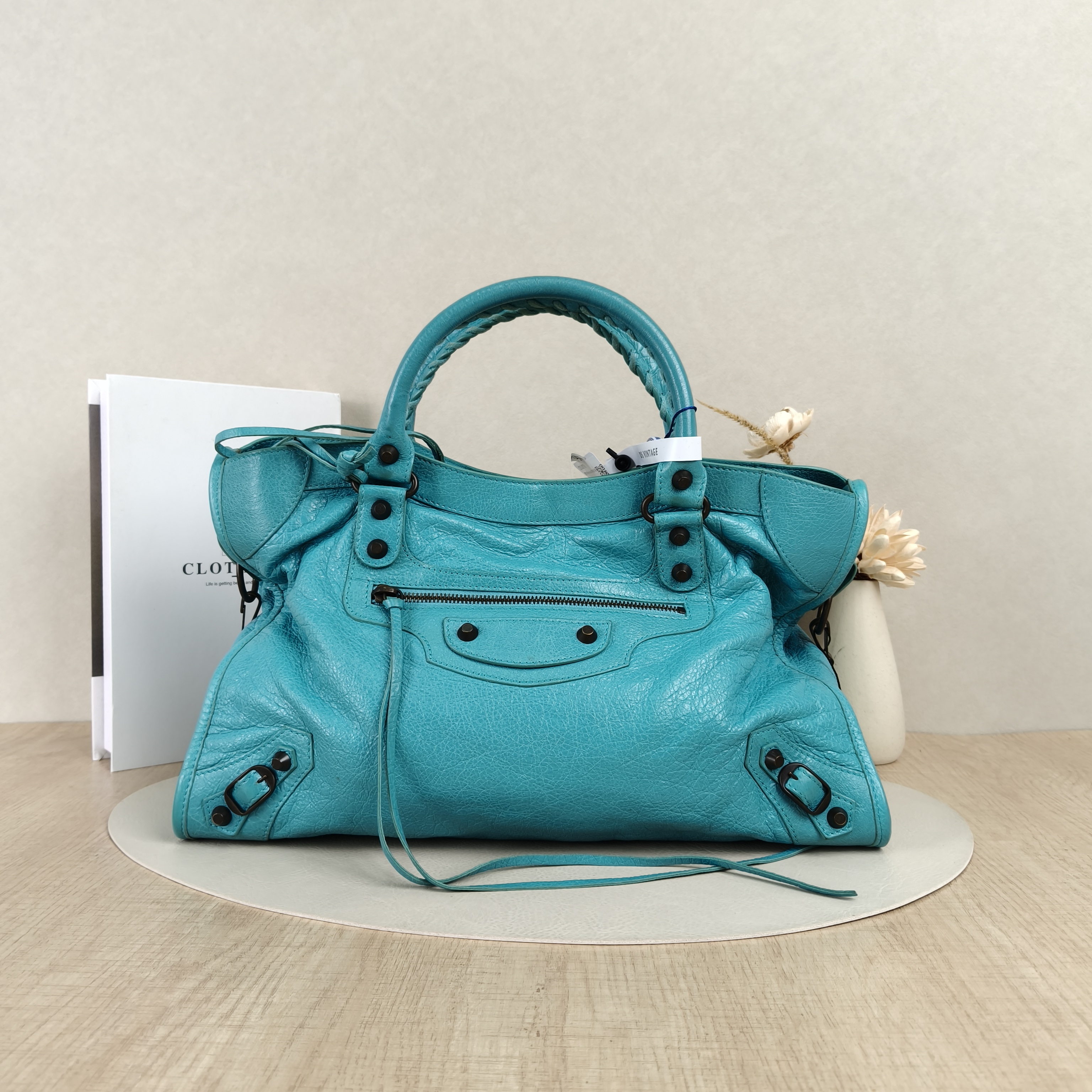 BALENCIAGA neoclassic Blue Lambskin · 36.5 × 12 × 24 cm