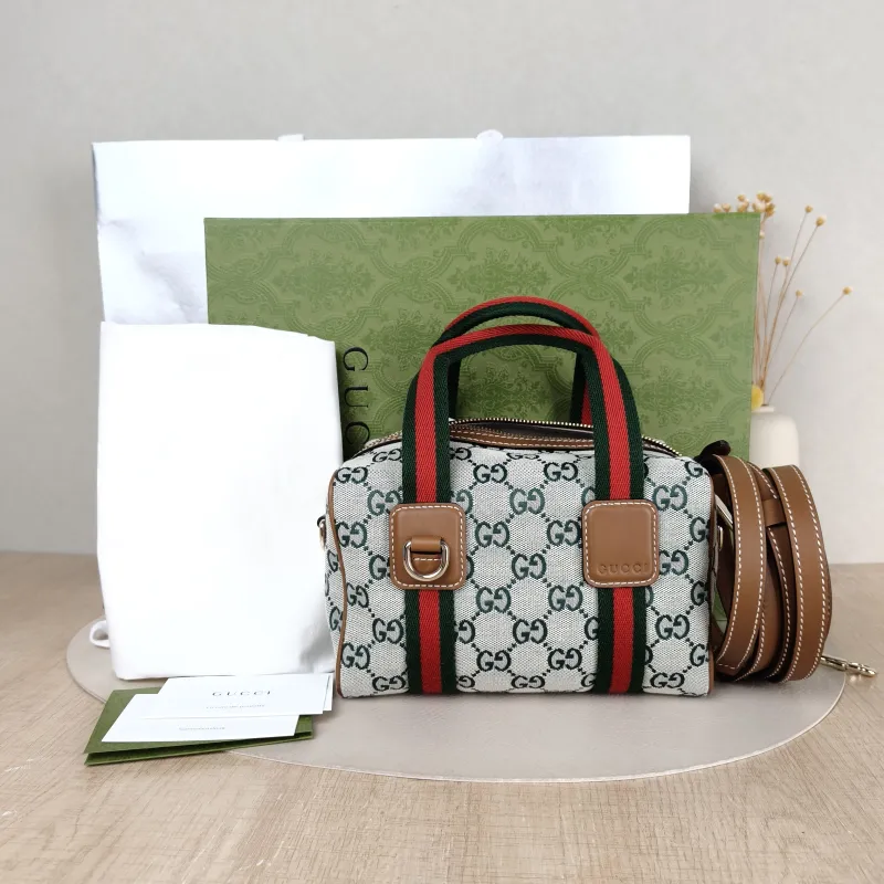 GUCCI Crossbody Bag GG Collection Green Canvas Mini 20 × 13 × 13 cm — cover view 5 of 6