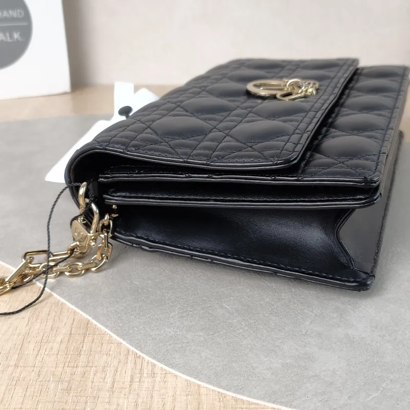 DIOR Crossbody Bag My Chain Bag Black Lambskin One Size 24 × 6.5 × 15 cm — detail view 7 of 14
