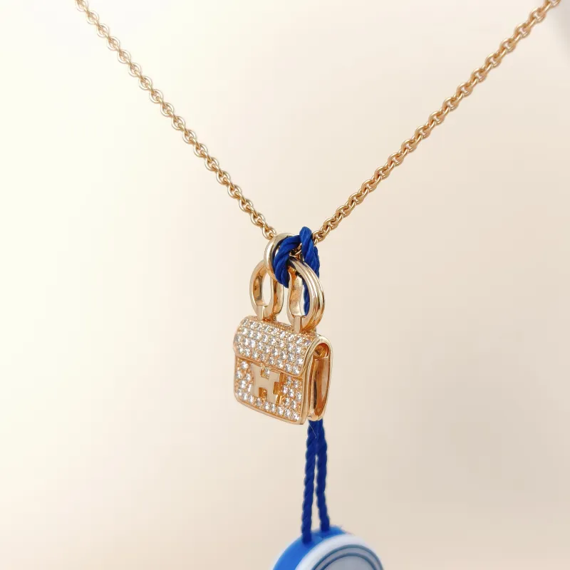 Hermès Necklace Amulettes Constance Pavé Diamond Necklace Rose Gold 18KR ose Gold One Size 40cm — cover view 8 of 10
