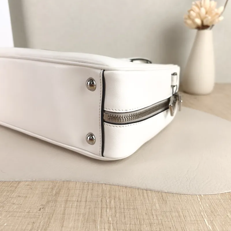 PRADA Top Handle Bag Tote Bag White Calfskin 26 × 18.5 × 16.5 cm — detail view 7 of 11