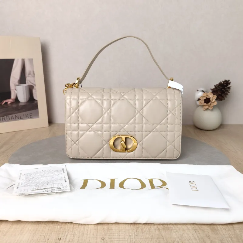 DIOR Crossbody Bag Caro Chain Bag Taupe Lambskin Medium 25.5 × 9 × 15.5 cm — cover view 6 of 6