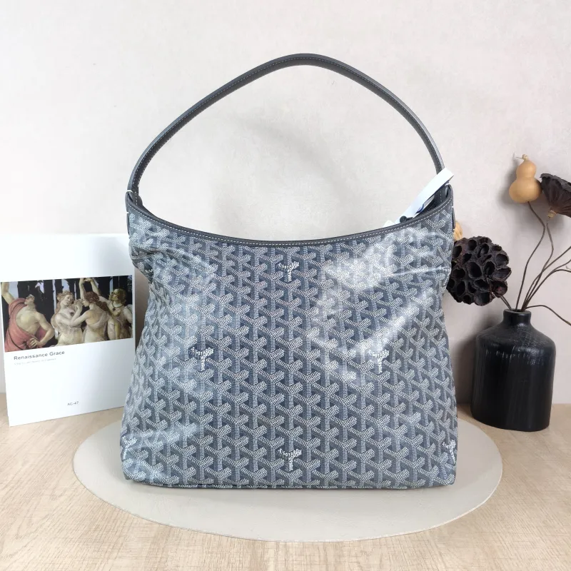 GOYARD Shoulder Bag Boheme Hobo​ Grey ine Canvas Small 43 × 14 × 27 cm