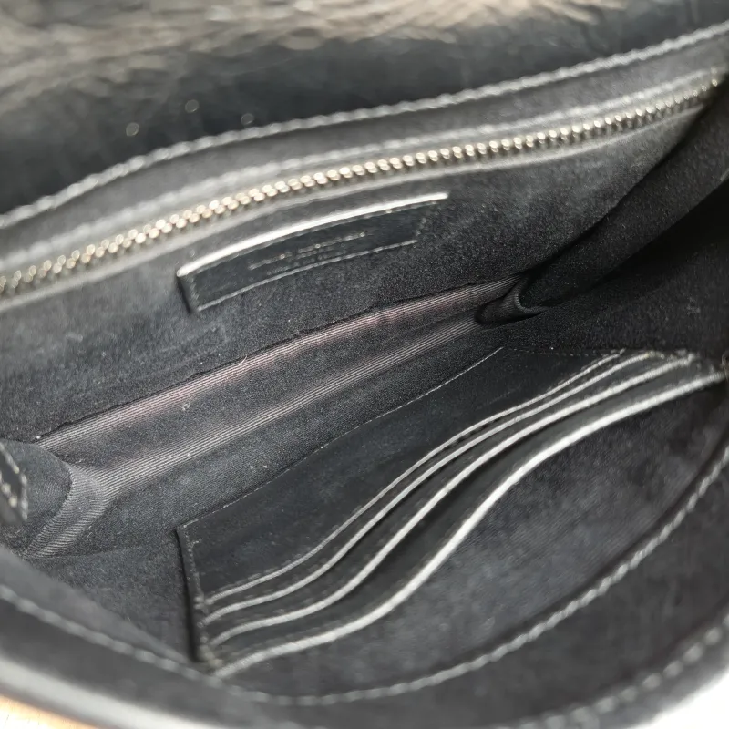 SAINT LAURENT Crossbody Bag Niki Chain Bagwoc Black Waxed Leather Calfskin Mini 19 × 5 × 16 cm — detail view 7 of 11