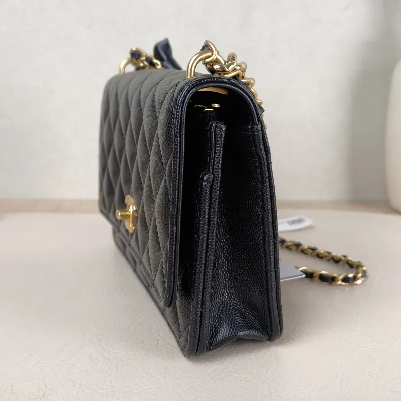 Chanel Crossbody Bag 24s woc Black Grained Calfskin Mini 19.2 × 3.5 × 12.3 cm — detail view 2 of 14
