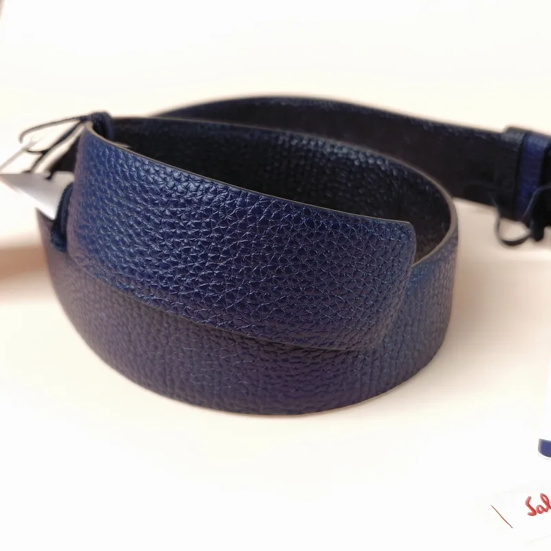 FERRAGAMO Belt Belt Navy Calfskin One Size 96cm โ cover view 8 of 8