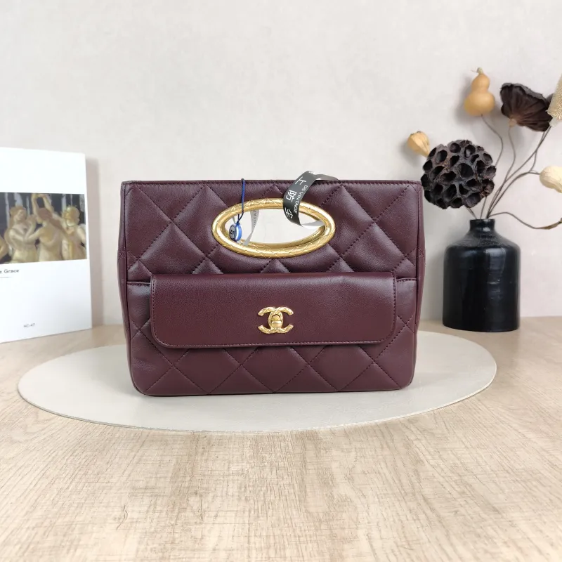 Chanel Shoulder Bag Tote Bag Burgundy Lambskin One Size25 × 5 × 19 cm