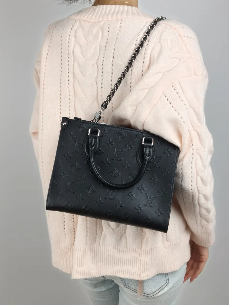 Louis Vuitton Shoulder Bag Onthego Black Calfskin Small 25 × 11.5 × 19 cm Shoulder Strap — on-model view 2 of 2
