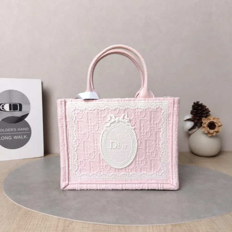 DIOR Shoulder Bag Book Tote Shoulder Strap Edition Pink Canvasmini20.5 × 7 × 16 cm