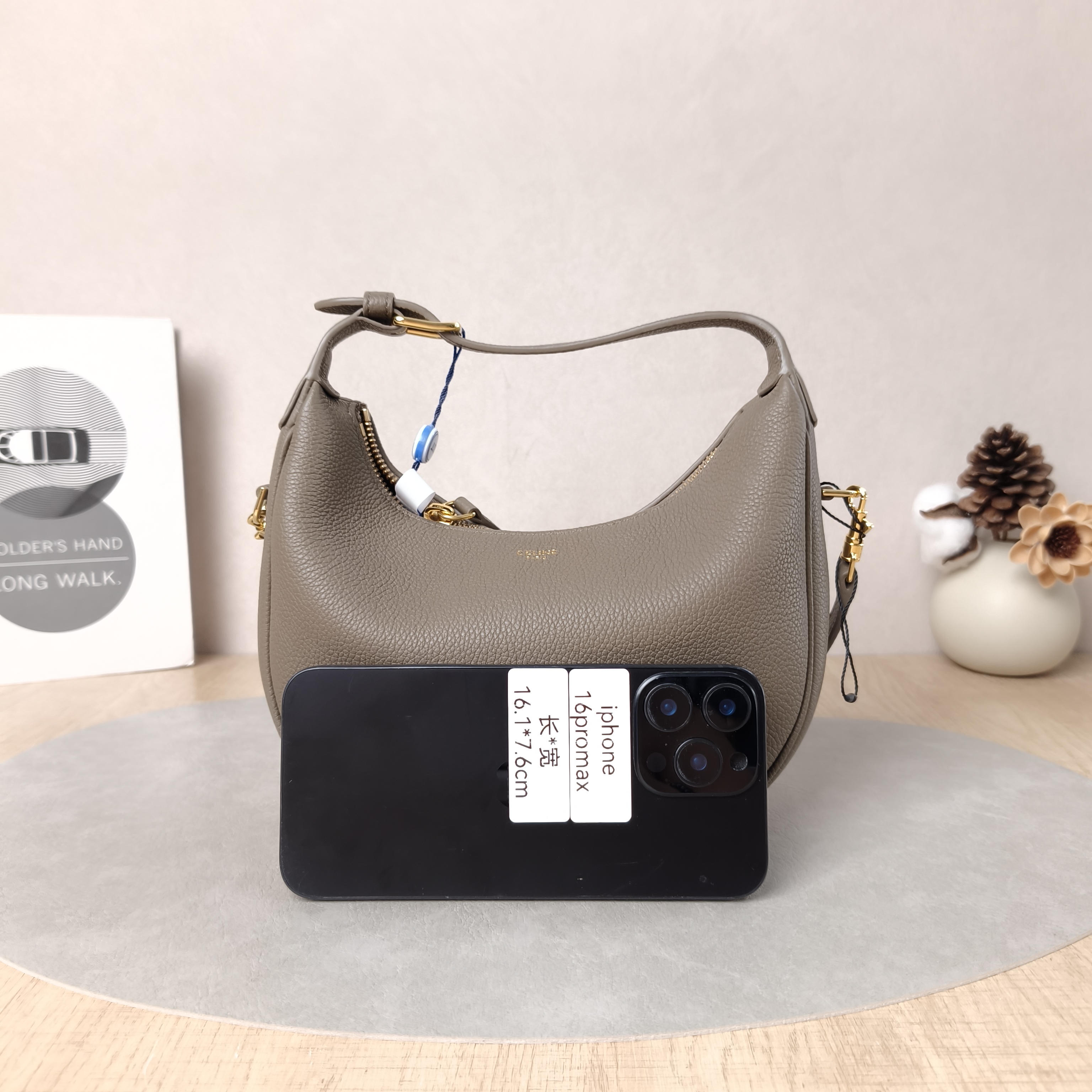 CELINE Crossbody Bag TEEN LULU hobo Grey Calfskin Small21 × 5 × 24 cm — cover view 5 of 6
