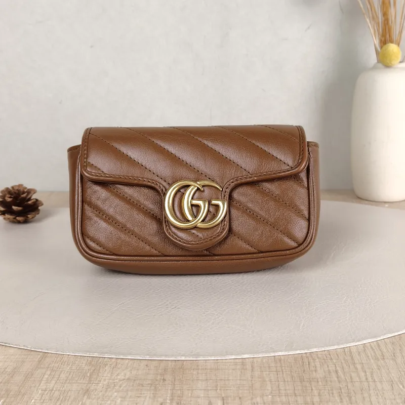 GUCCI Crossbody Bag GG Marmont Mini Marmont Mini Caramel Calfskin Mini 16.5 × 4.5 × 9.5 cm