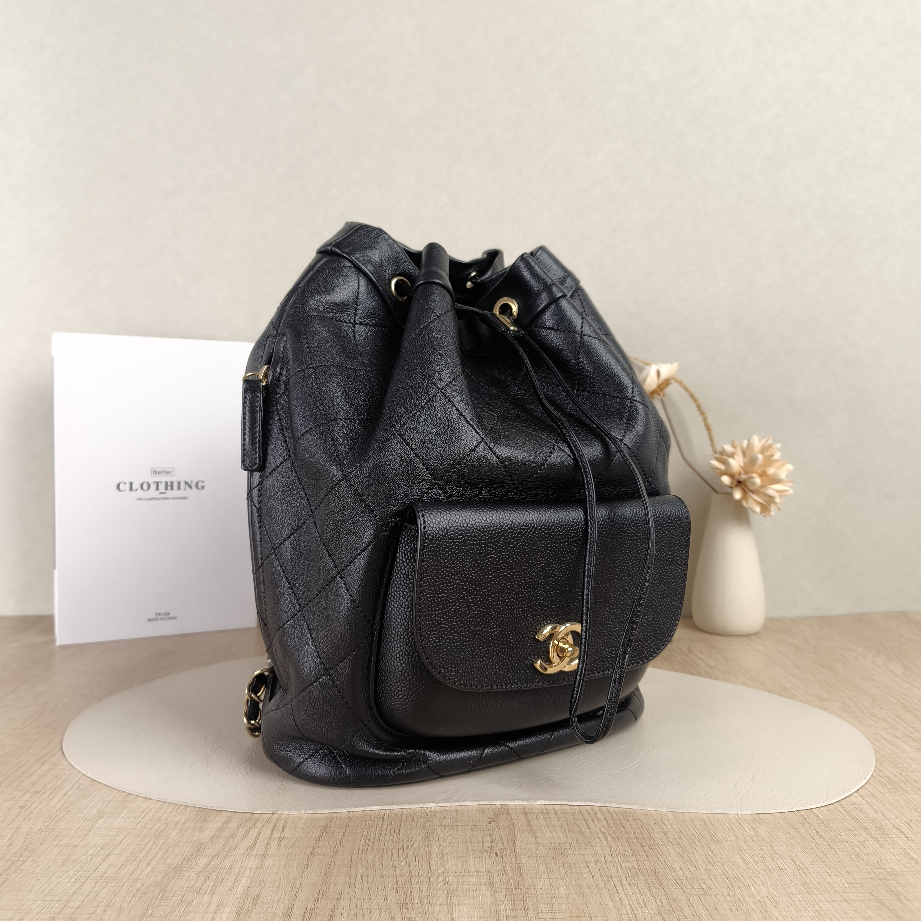 Chanel Backpack Backpack Black Calfskin One Size24 × 13 × 35 cm — cover view 3 of 5