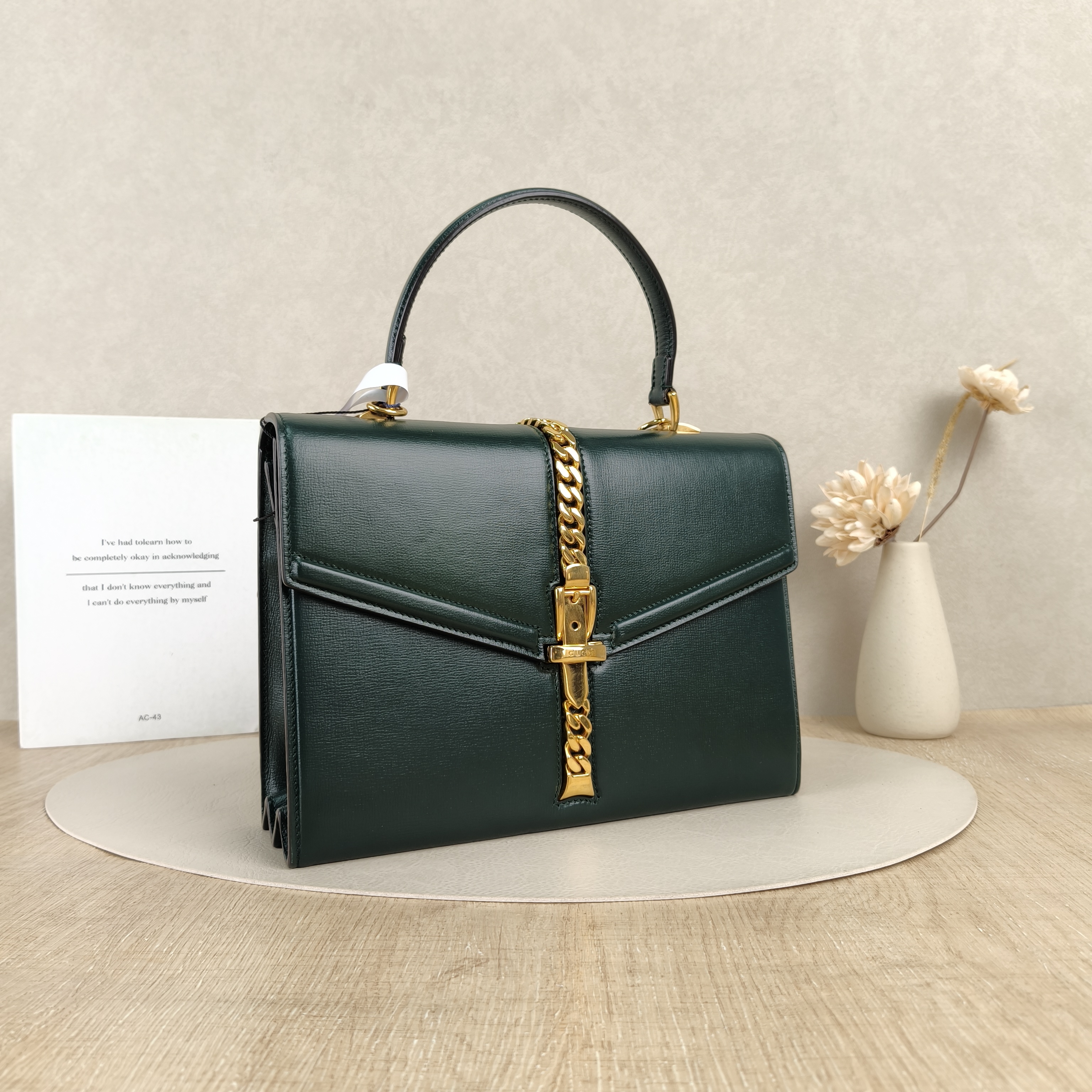 GUCCI Shoulder Bag Sylvie Edition Green CC alfskin Small26 × 8.5 × 19.5 cm — cover view 6 of 8