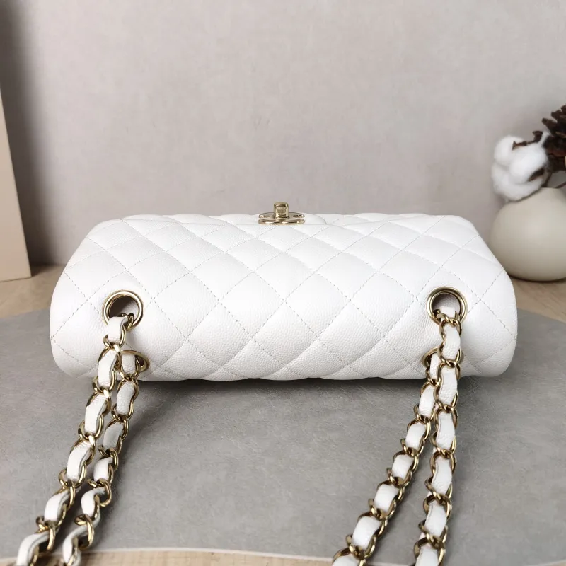 Chanel Crossbody Bag Classic Flap CF White Grained Calfskin Small 23 × 6 × 14.5 cm — detail view 12 of 13