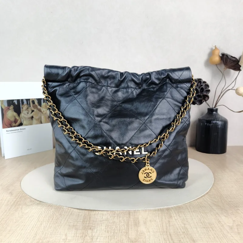 Chanel Shoulder Bag 22Bag Black CC alfskin Small 35 × 7 × 37 cm