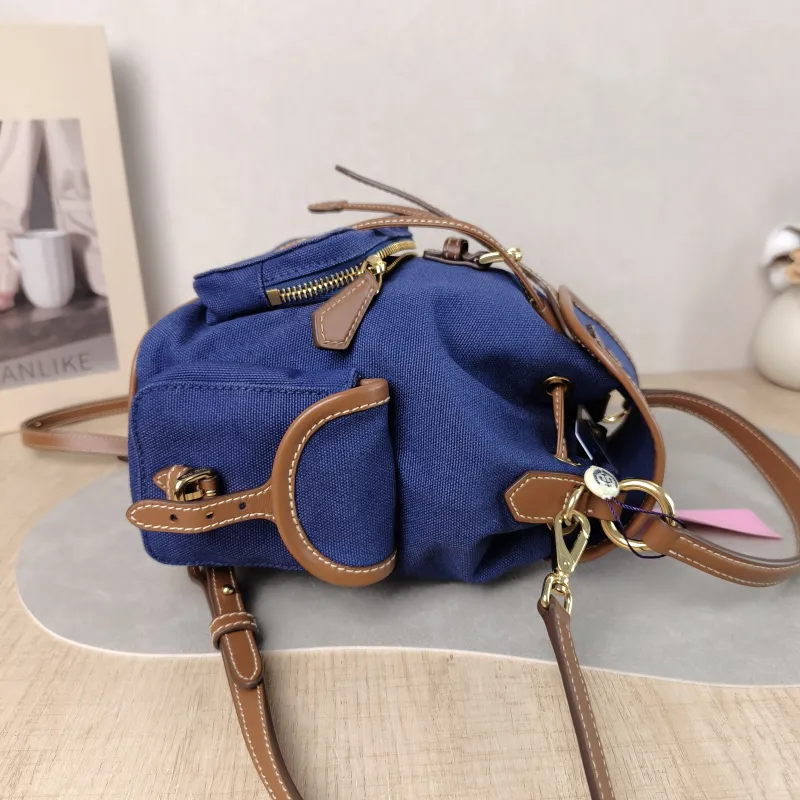 Miumiu Backpack Backpack Blue Brown Canvas Medium 18 × 11.5 × 22 cm — detail view 1 of 11