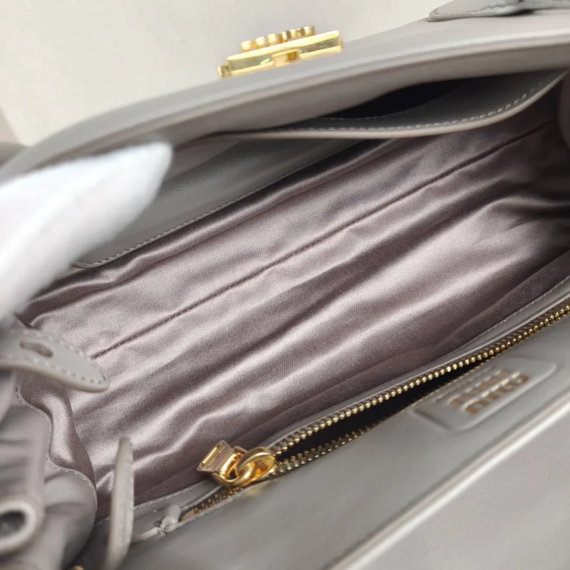 Miumiu Shoulder Bag Grey Calfskin One Size 27.5 × 10 × 14 cm — detail view 12 of 12