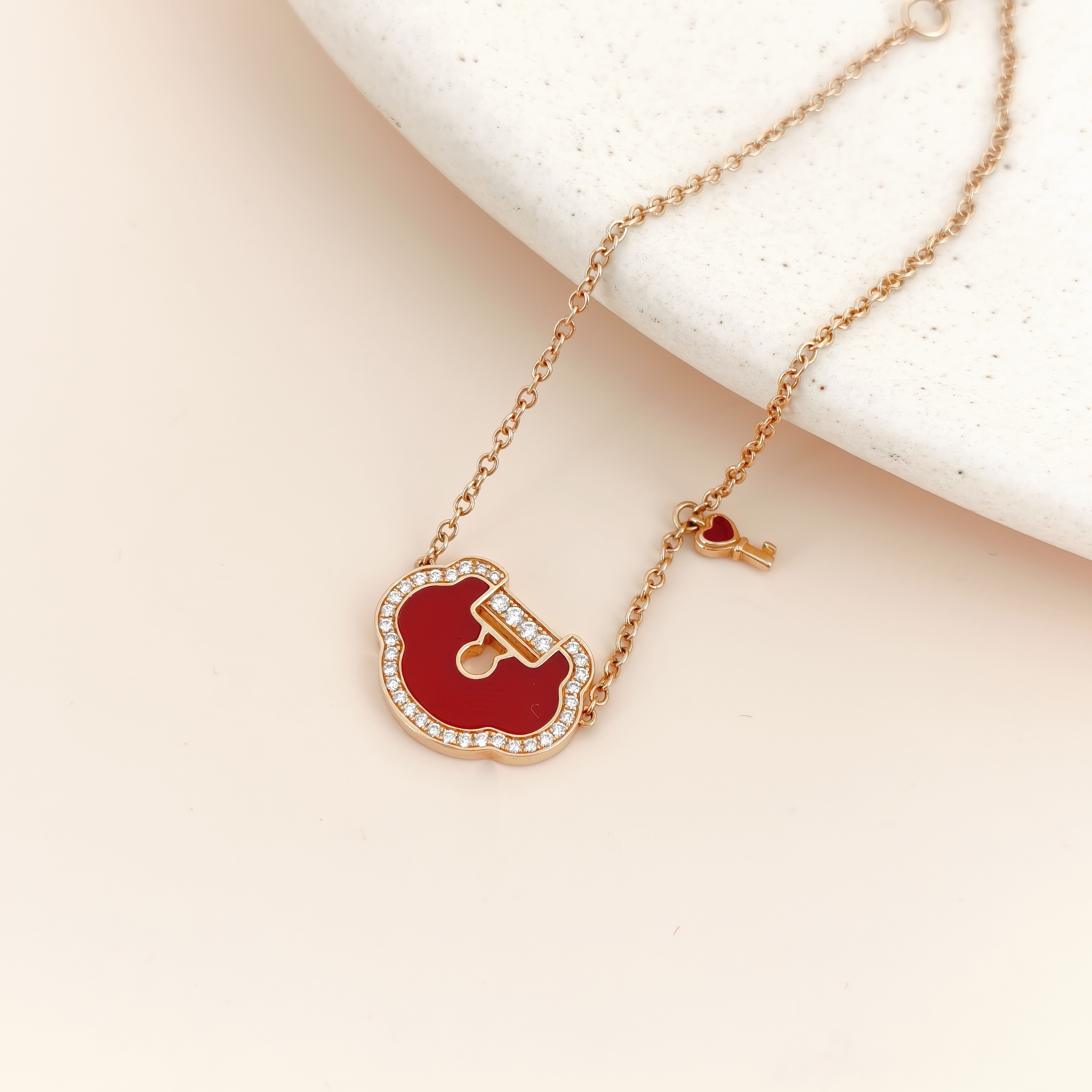 Qeelin Bracelet Yu Yi Collection Bracelet Red Agate Diamond18KR ose Gold One Size18cm — cover view 3 of 6
