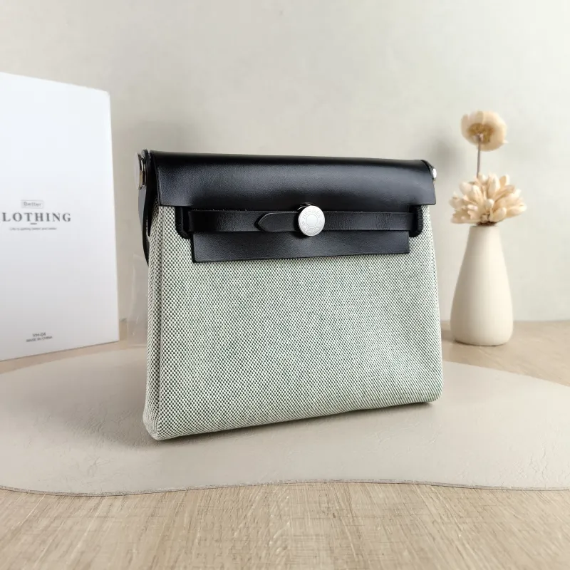 Hermès Crossbody Bag Herbag Zip 20 Beige · Green · Black Calfskin，Canvas Mini 20.5 × 7 × 16.5 cm G — cover view 4 of 6