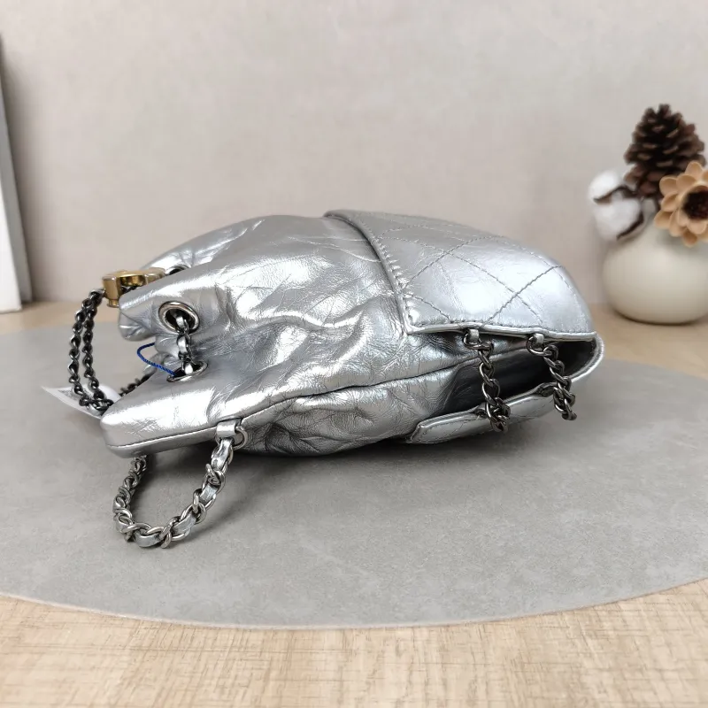 Chanel Crossbody Bag Gabrielle Collection Bucket Bag Silver Calfskin 20 × 6.5 × 22 cm — detail view 2 of 16