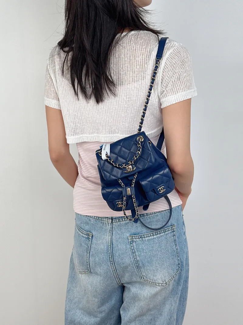 Chanel Backpack Duma Grained Calfskin Small16.5 × 10 × 17.5 cm — on-model view 1 of 3