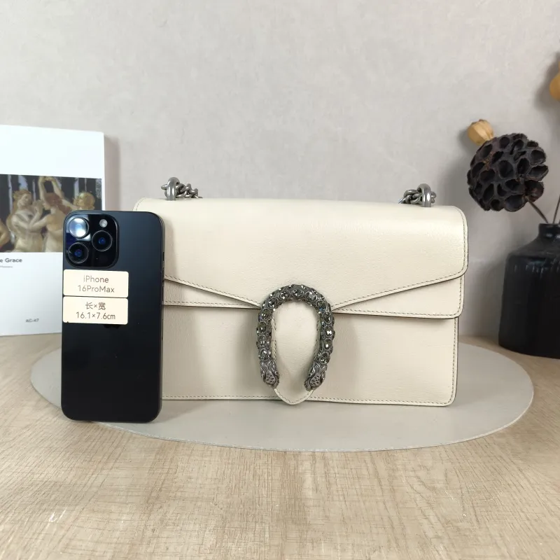 GUCCI Crossbody Bag Dionysus White Calfskin Medium 28 × 9 × 17 cm — cover view 3 of 5