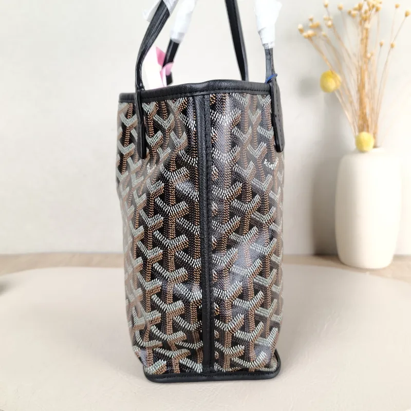 GOYARD Top Handle Bag ANJOU Shopping Tote Black ine Canvas Mini 19.5 × 9 × 19.5 cm — detail view 6 of 10