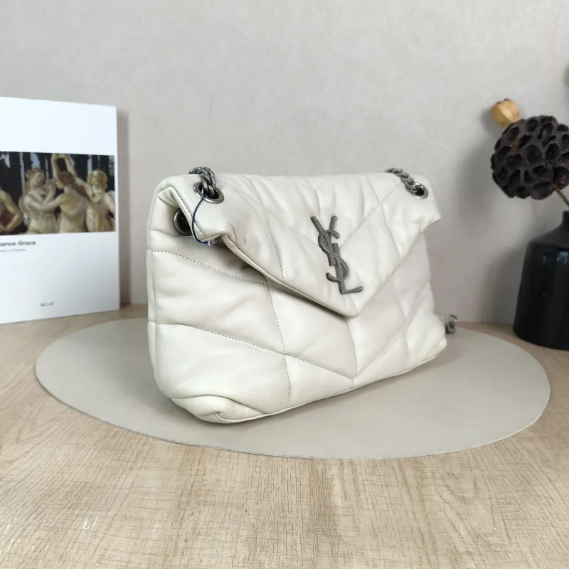 SAINT LAURENT Shoulder Bag PUFFER White Lambskin Small 29 × 11 × 17 cm — cover view 4 of 5