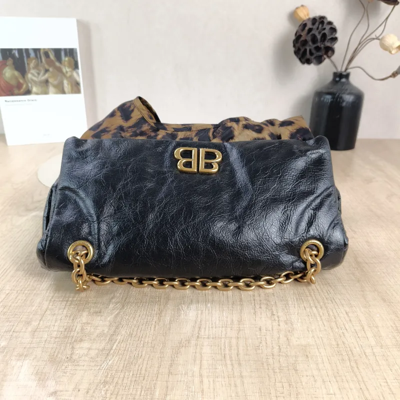 BALENCIAGA Shoulder Bag MONACO PLUS Black Calfskin Small 28 × 9 × 19 cm — detail view 4 of 13
