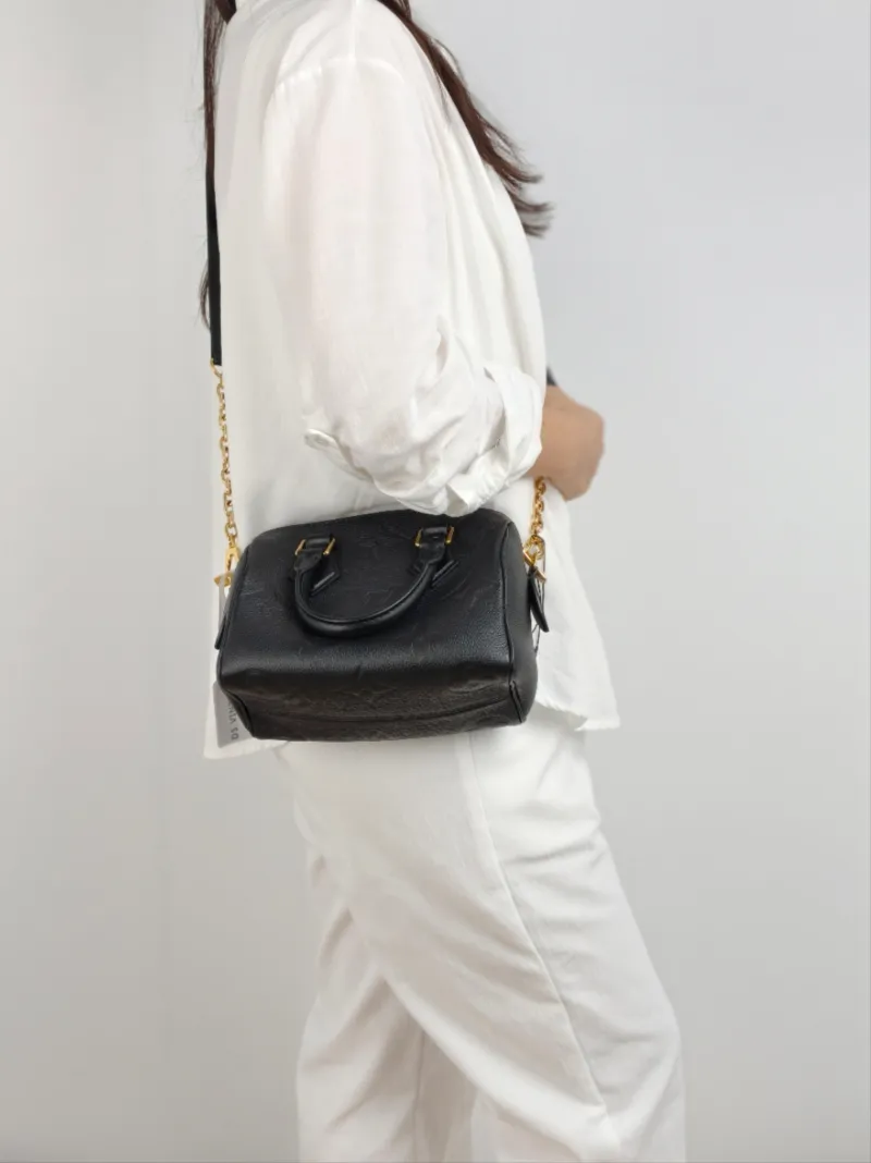Louis Vuitton Crossbody Bag Speedy20 Black Monogram Empreinte Embossed Calfskin Small 20.5 × 12 × 13.5 cm — on-model view 2 of 2