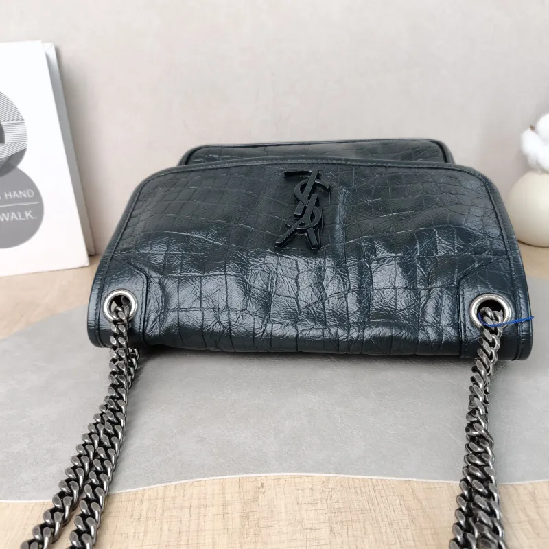 SAINT LAURENT Crossbody Bag Niki D Green Calfskin Medium 28 × 8.5 × 20 cm — detail view 9 of 11