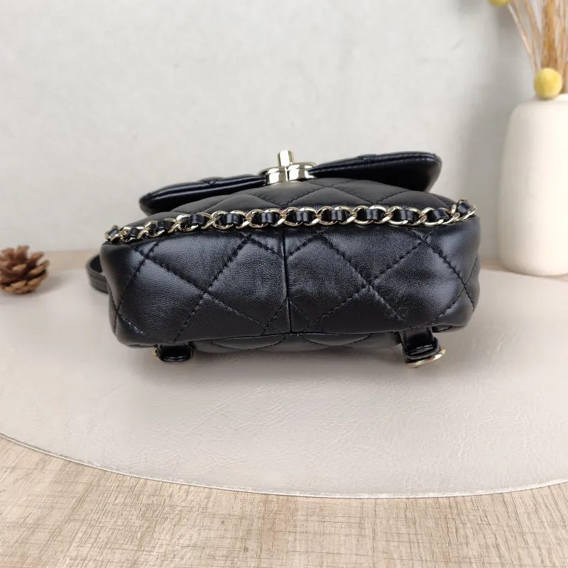 Chanel Backpack logo Backpack Black Lambskin 19 × 6 × 17 cm — cover view 4 of 5